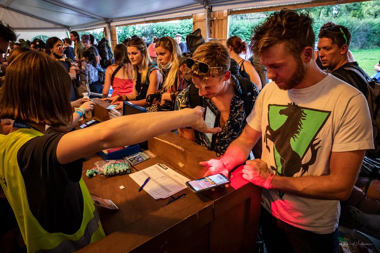 Volunteers working together at an event